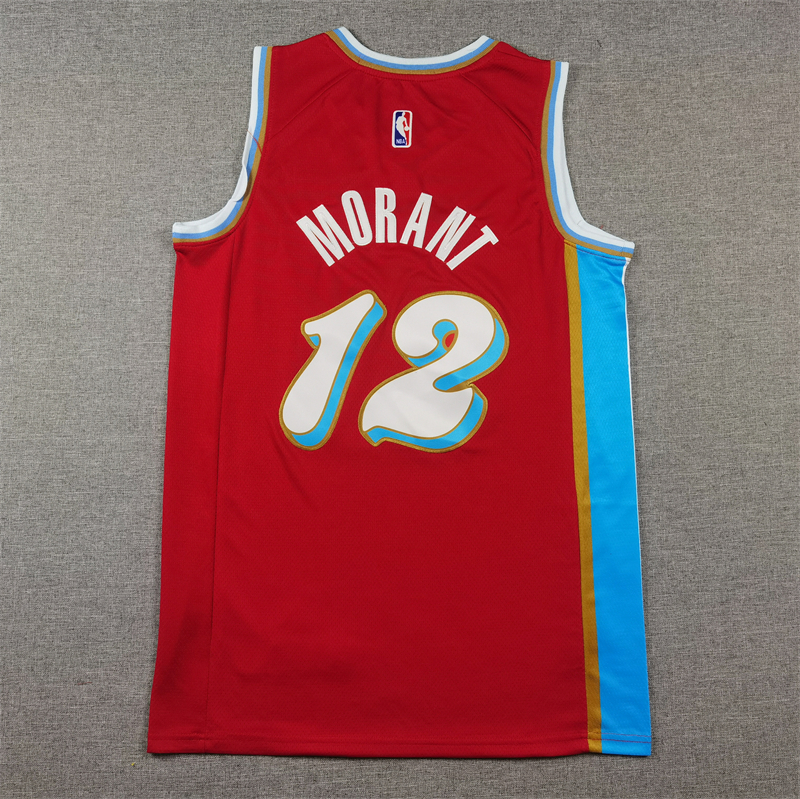 Men Memphis Grizzlies #12 Morant red  2024 2025 NBA jersey->minnesota timberwolves->NBA Jersey